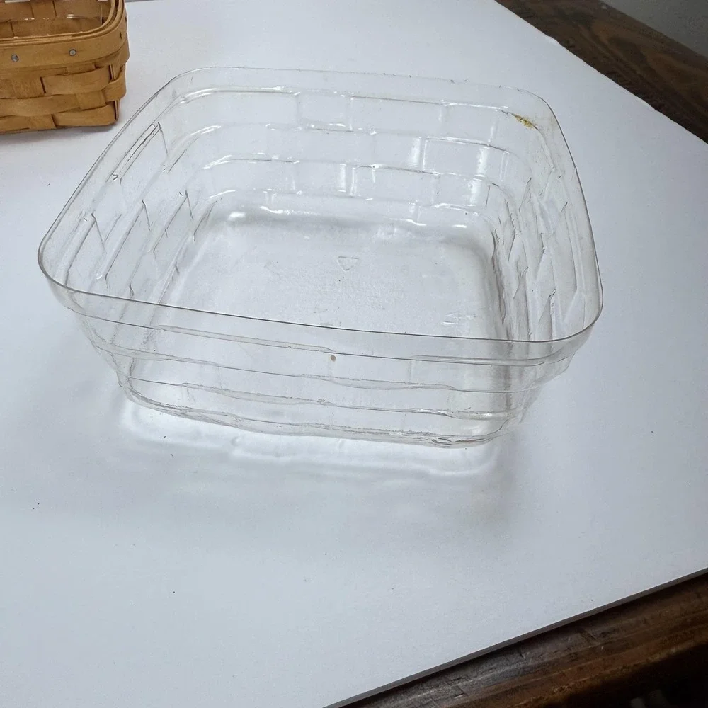 Vintage Longaberger Basket Set Of 2 Brown Handwoven Wood W Plastic Liners USA